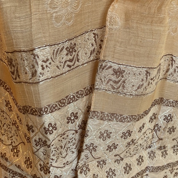 Large Thai scarf, peach and brown, never used - Picture 3 of 6